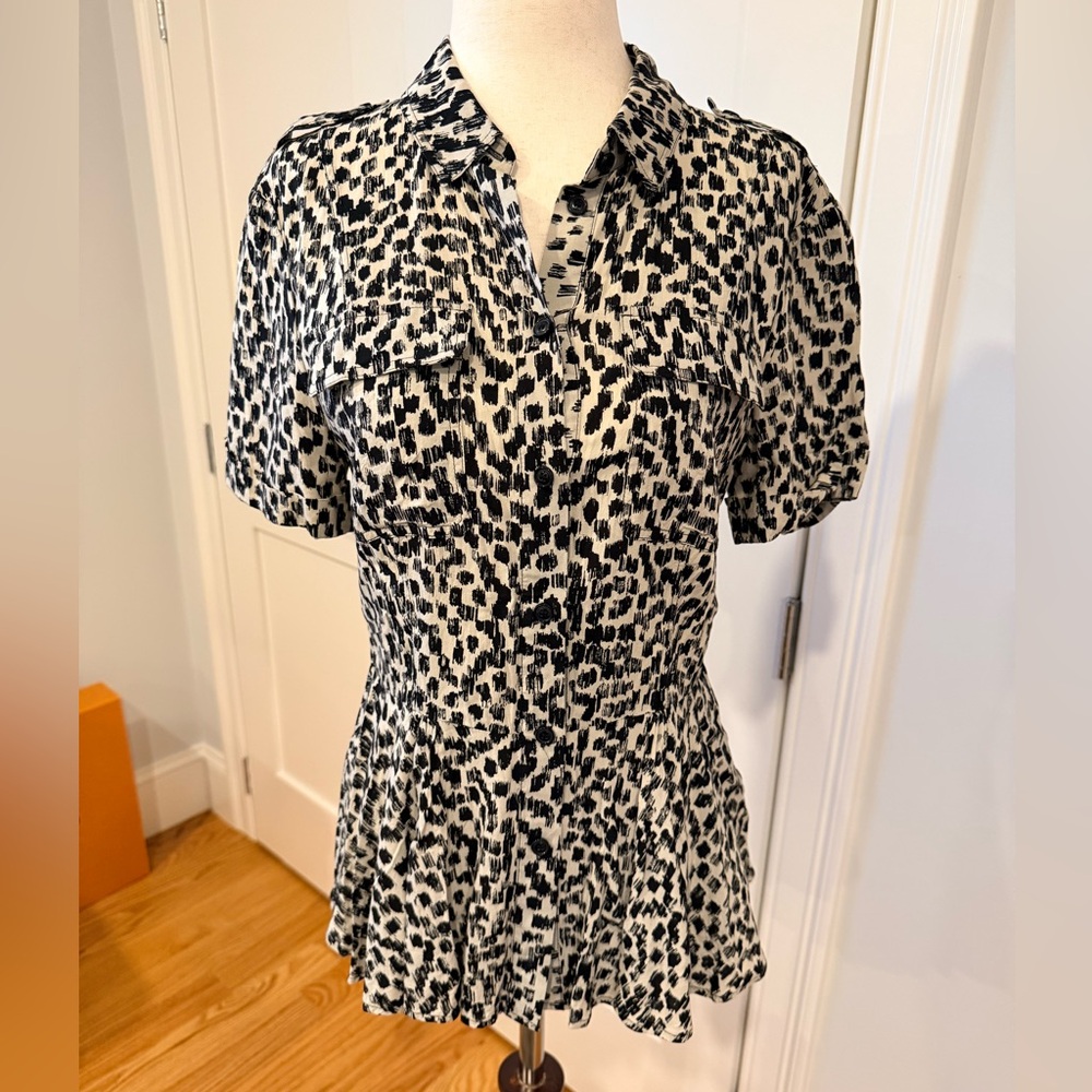 Burberry Black and White Patterned Blouse